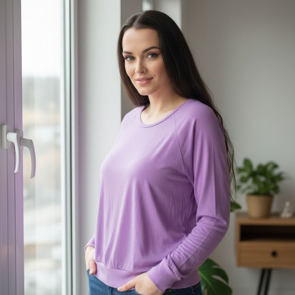 Victorias Secret Pink ✦ Lavender Tee Long-Sleeve Raglan ✦ Lightweight Casual M
